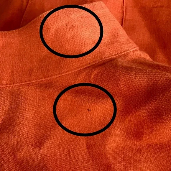 Sigrid Olsen XL Linen Button Down Top‎ Coral Orange Collared Shirt - Picture 4 of 10